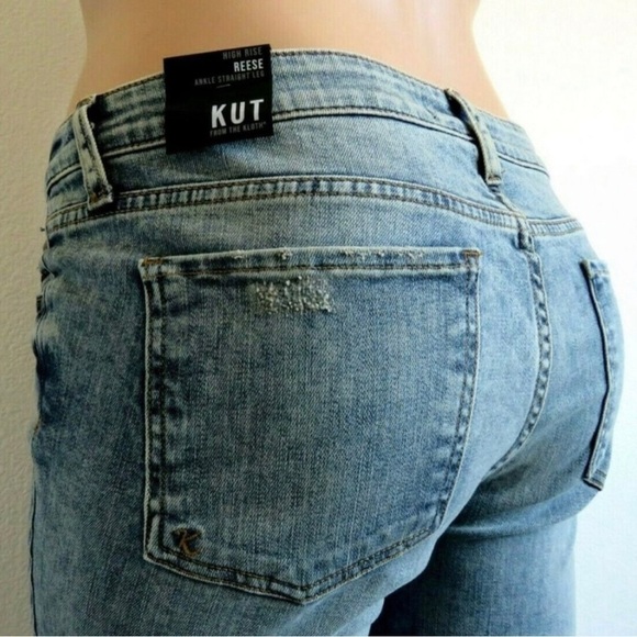 KUT from the KLOTH Jeans Women’s Distressed Reese Ankle Straight Leg Size 18 NWT - Picture 1 of 4
